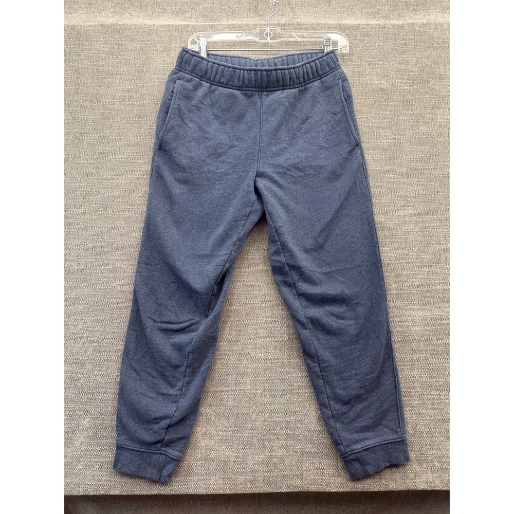Mens Jogger Pants Small Blue Fleece Lined Logo Tapered‎ Leg Elastic Waist Casual